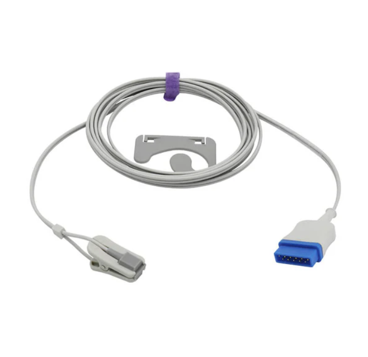 NAK-018S: Kompatibler GE Datex Ohmeda SpO₂-Sensor, Ohrclip, 3 m, 11-poliger Stecker