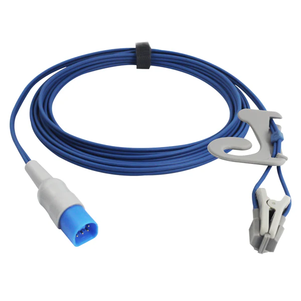 NAK-053S: Kompatibel mit Philips SpO₂-Sensor, Ohrclip für Erwachsene (3 m), 8-Pin-Anschluss.