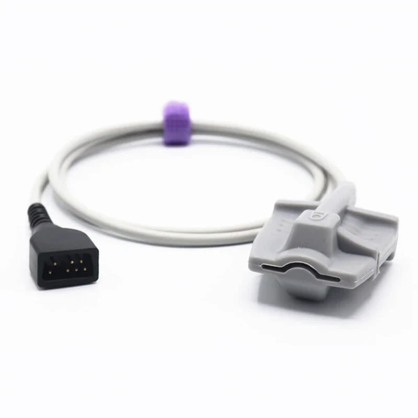 NAK-046S: Kompatibel mit Nonin Spo2 Sensor für Erwachsene mit Gummitülle, weiche Leitung, 1 m, 7-Pin-Anschluss